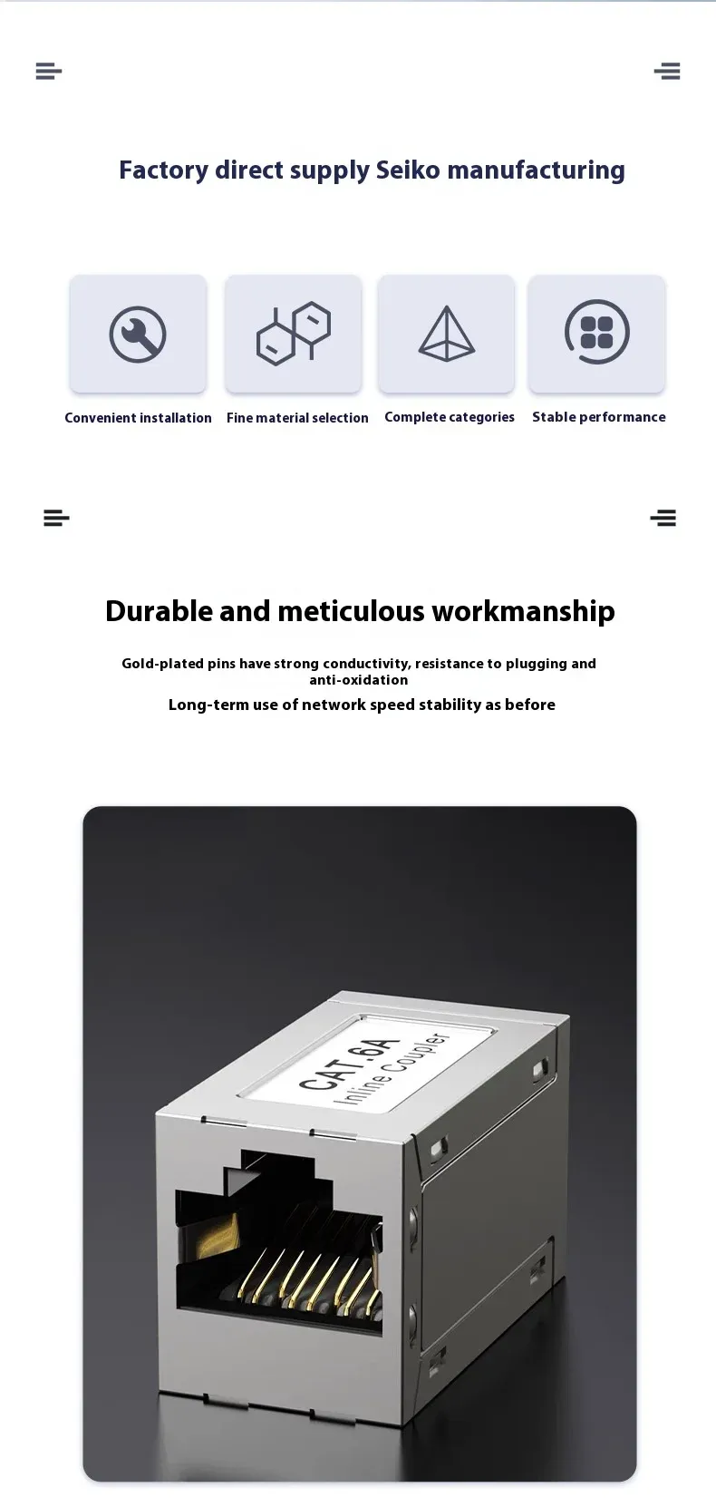RJ45 Ethernet Cable Coupler Extender - Cat 5/6/7/8 Dual Straight Head LAN Network Connector for Extending Internet Cables showcase 6