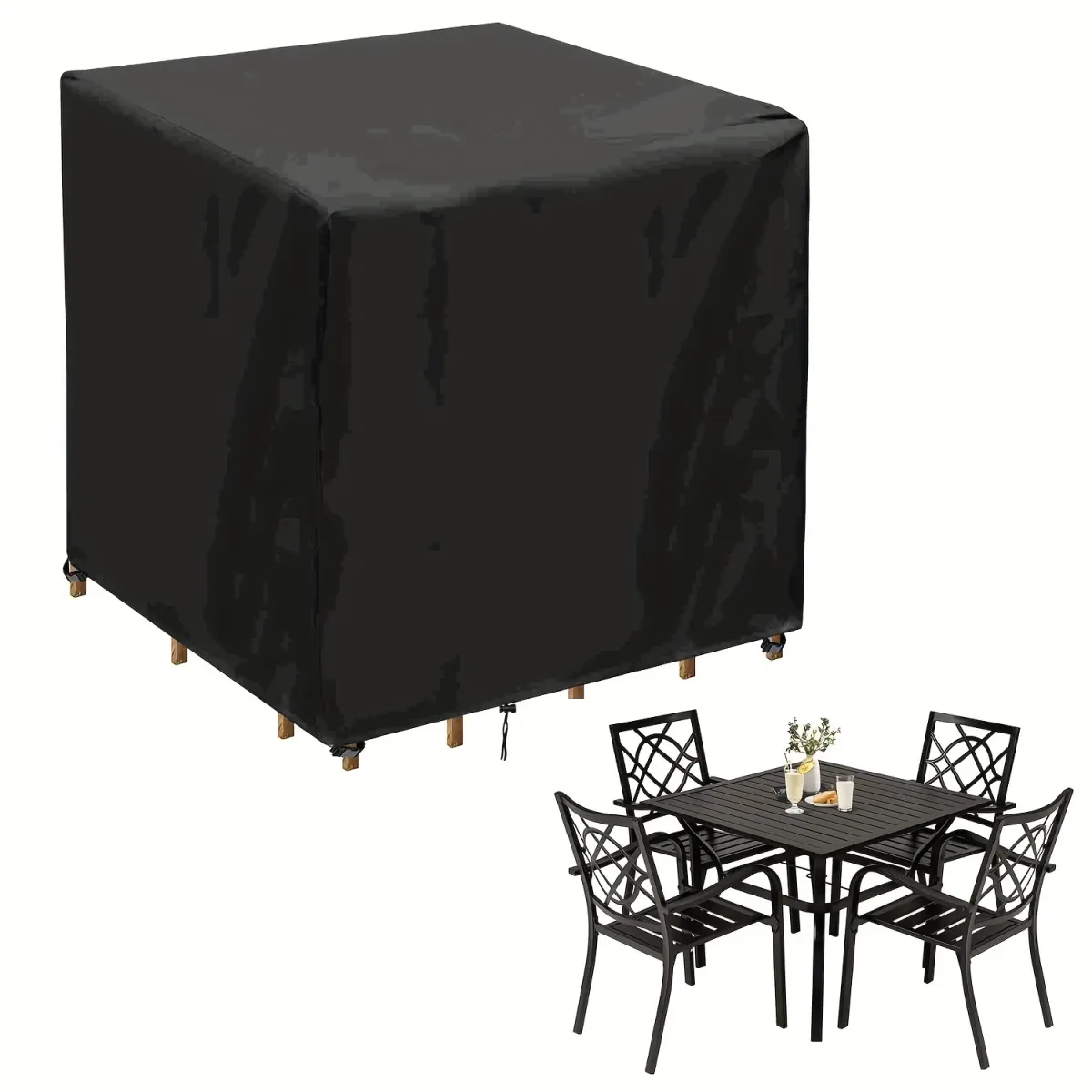 Heavy Duty Square Patio Furniture Cover - All Weather UV Resistant Outdoor Table and Chair Protection Set, Waterproof PVC Coating, Multiple Sizes Available showcase 3