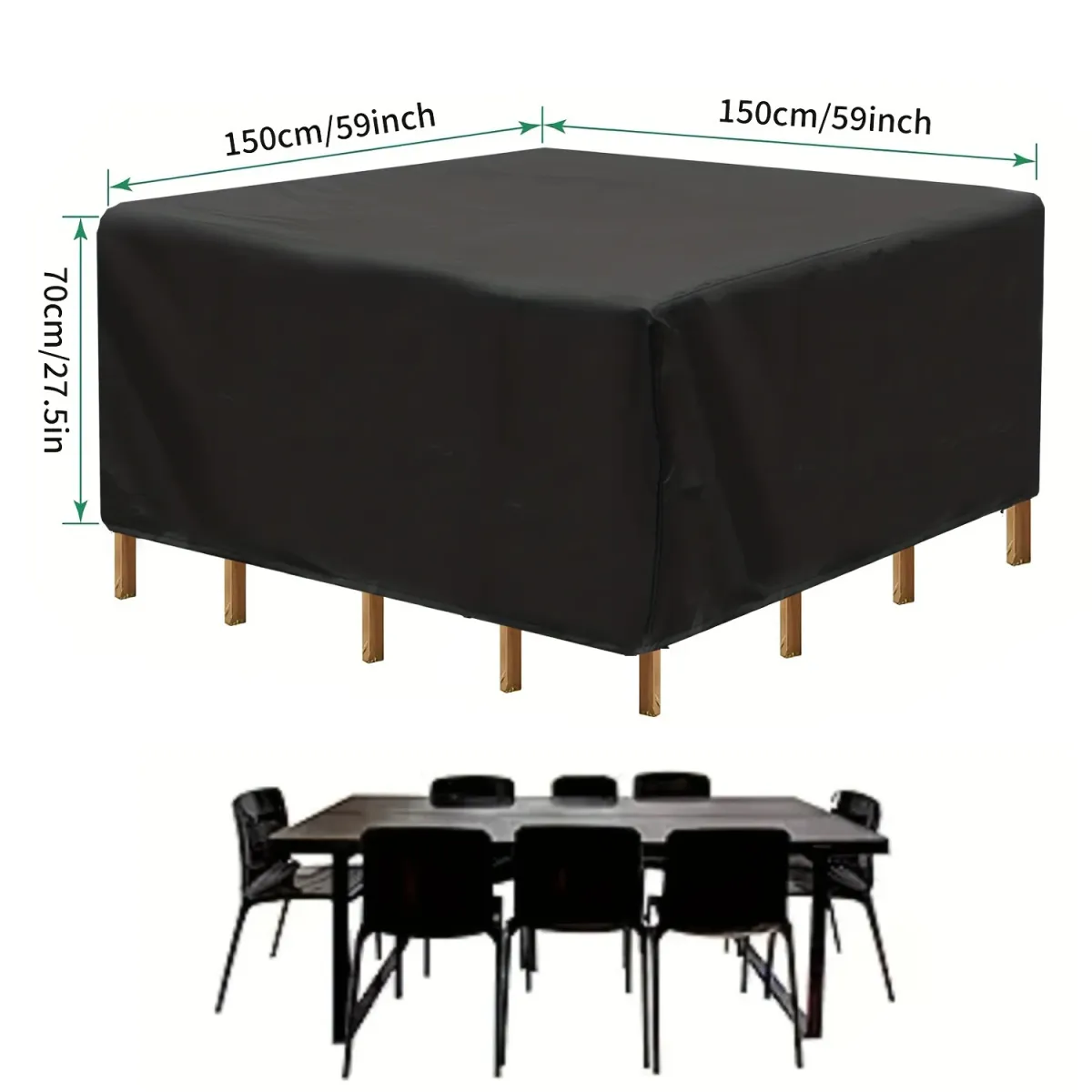 Heavy Duty Square Patio Furniture Cover - All Weather UV Resistant Outdoor Table and Chair Protection Set, Waterproof PVC Coating, Multiple Sizes Available showcase 2