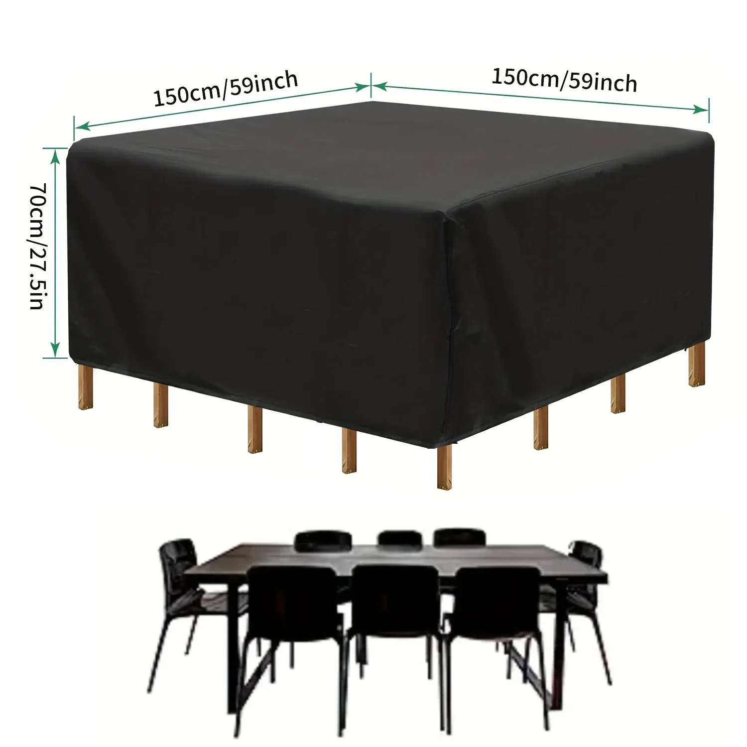 Heavy Duty Square Patio Furniture Cover - All Weather UV Resistant Outdoor Table and Chair Protection Set, Waterproof PVC Coating, Multiple Sizes Available - Image 3