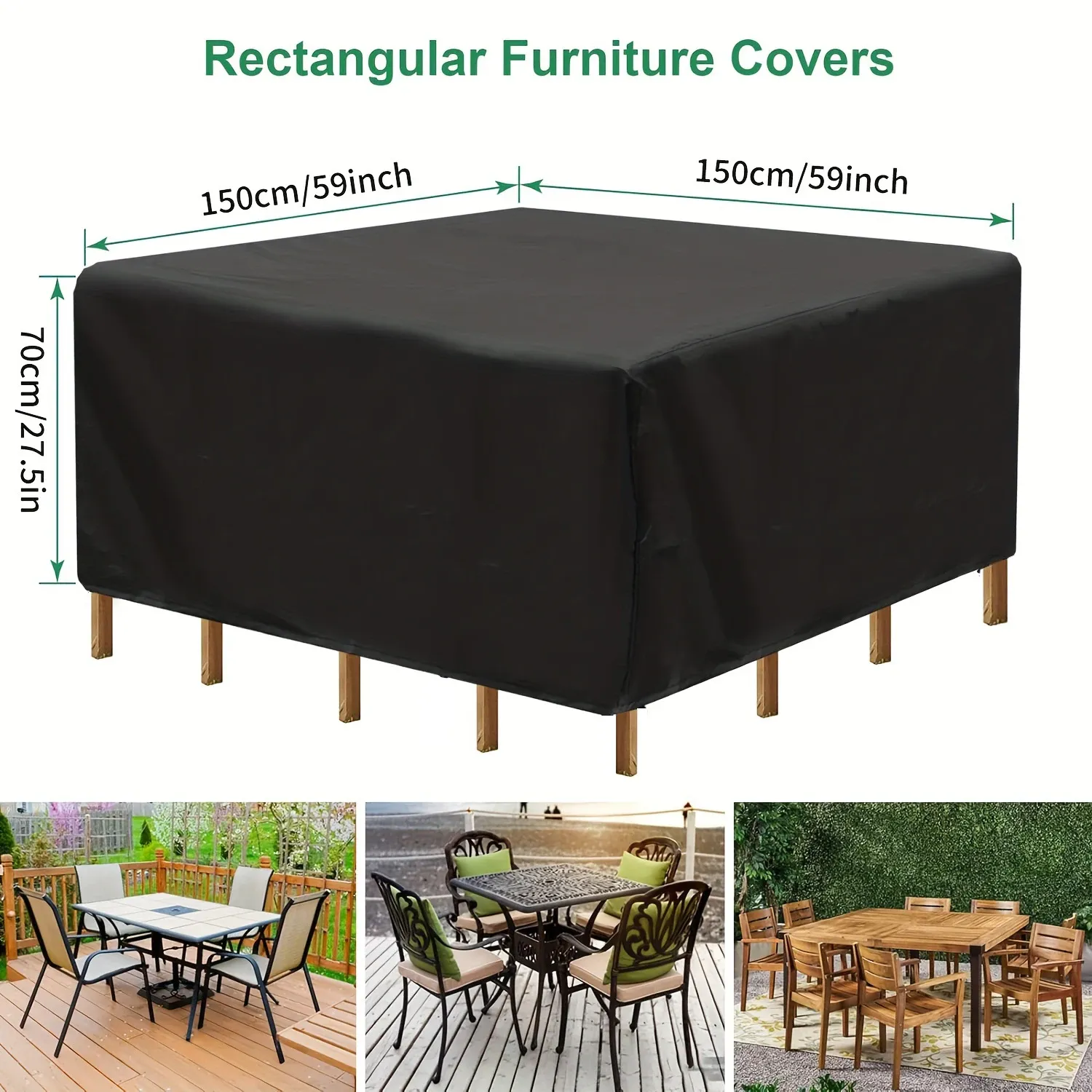 Heavy Duty Square Patio Furniture Cover - All Weather UV Resistant Outdoor Table and Chair Protection Set, Waterproof PVC Coating, Multiple Sizes Available - Image 6