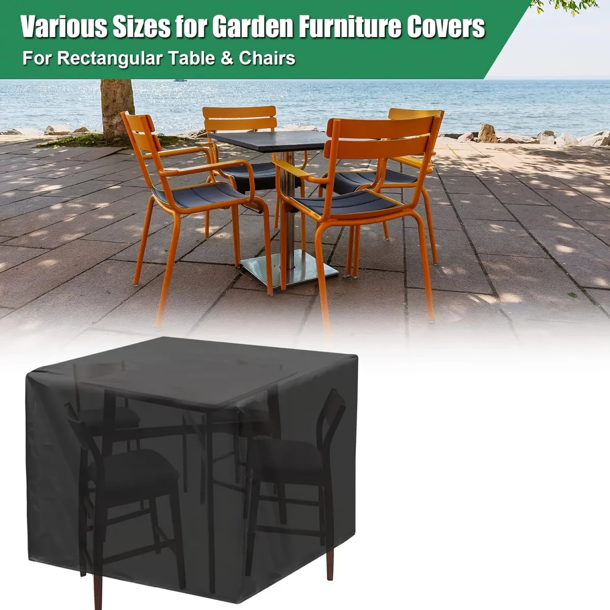 Heavy Duty Square Patio Furniture Cover - All Weather UV Resistant Outdoor Table and Chair Protection Set, Waterproof PVC Coating, Multiple Sizes Available showcase 5