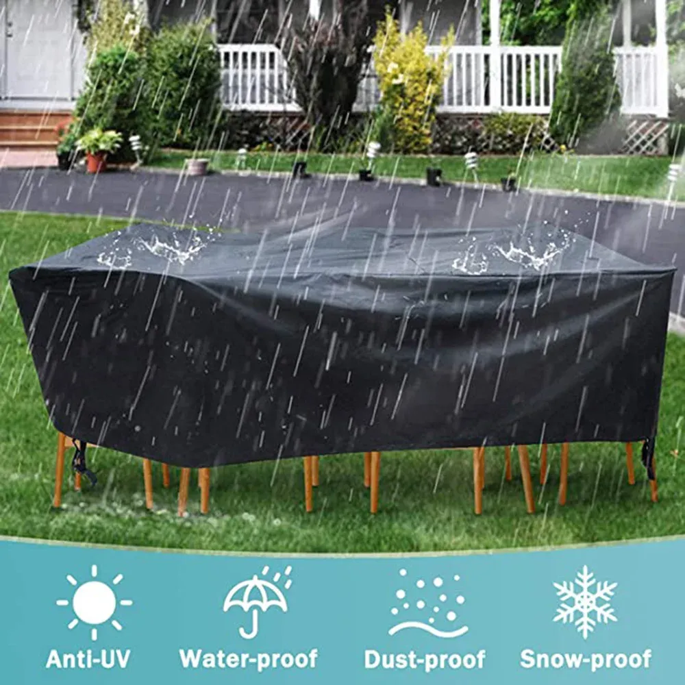Durable Waterproof Outdoor Furniture Cover - Large Round Table & Chair Set Protector, UV Resistant Polyester with Drawstring for Garden Patio Use thumbnail 3