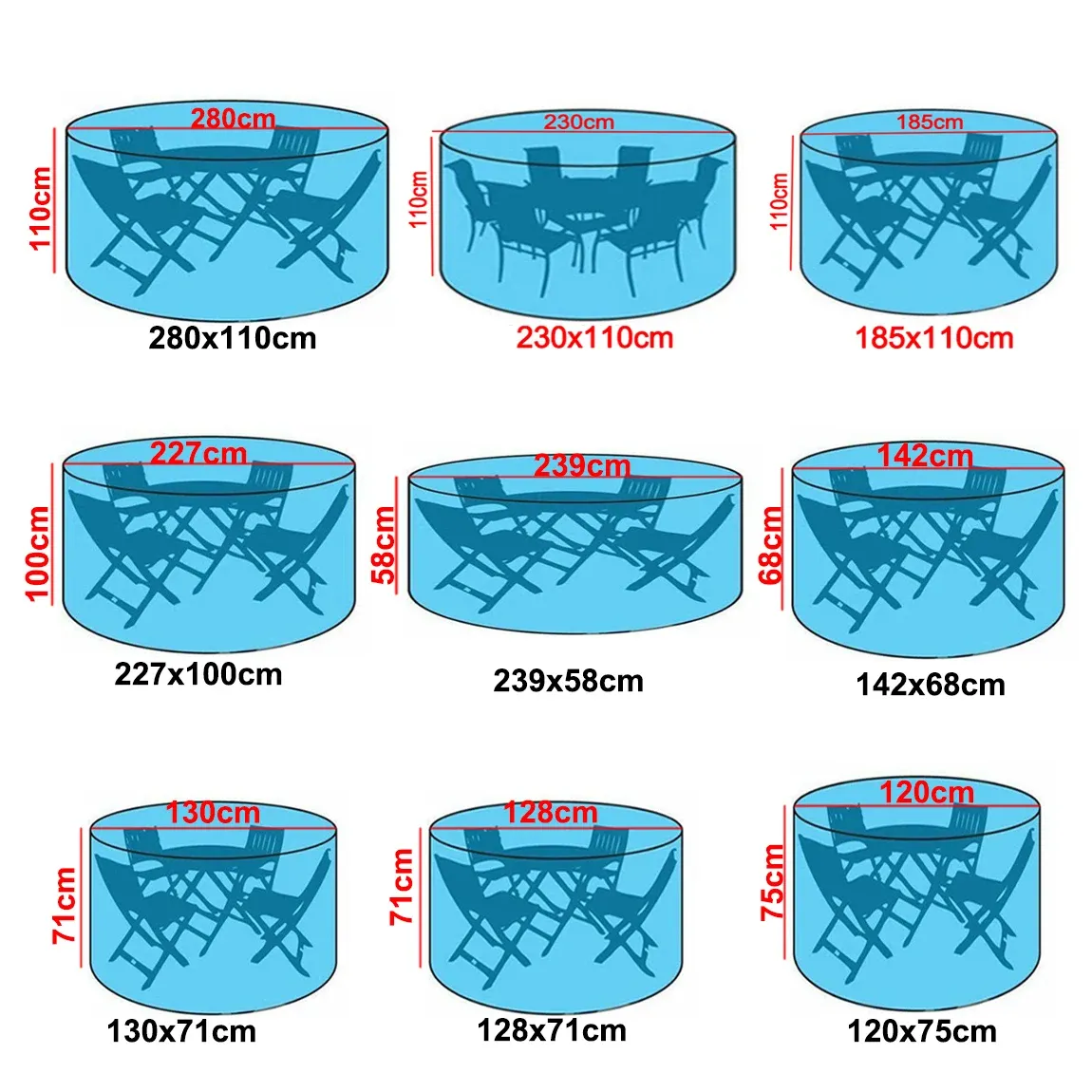 Durable Waterproof Outdoor Furniture Cover - Large Round Table & Chair Set Protector, UV Resistant Polyester with Drawstring for Garden Patio Use thumbnail 6