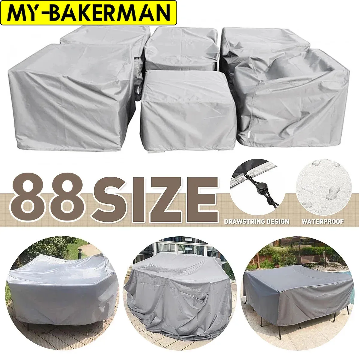 Waterproof Patio Furniture Cover - Heavy Duty Outdoor Sectional Sofa, Table, and Chair Set Protector - UV Resistant, All-Weather Protection for Garden Furniture thumbnail 1