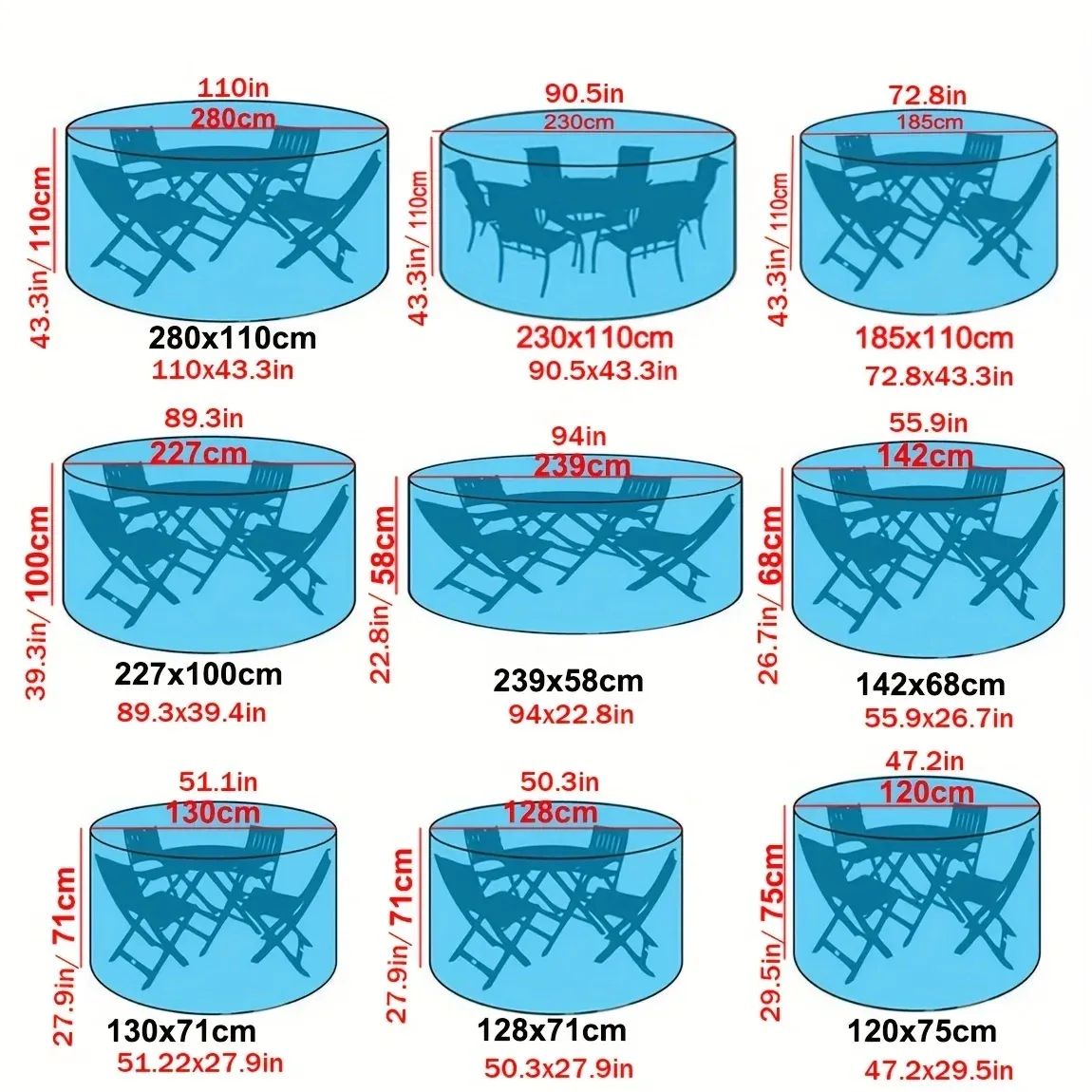 210D Waterproof Round Patio Furniture Cover for Outdoor Table & Chair Sets - Durable All-Weather Protection showcase 6