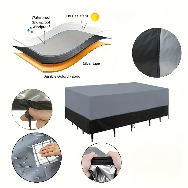 Premium 210D Oxford Fabric Waterproof Outdoor Furniture Cover for Garden Patio Square Tables Chairs Sofas - All-Weather UV Resistant Durable Protection showcase 5