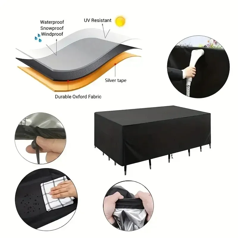 Waterproof Outdoor Furniture Cover for Patio Garden Sets - Rain, Snow, Dust Protection for Chairs, Sofas, Tables (102-137 Inch Length) showcase 7