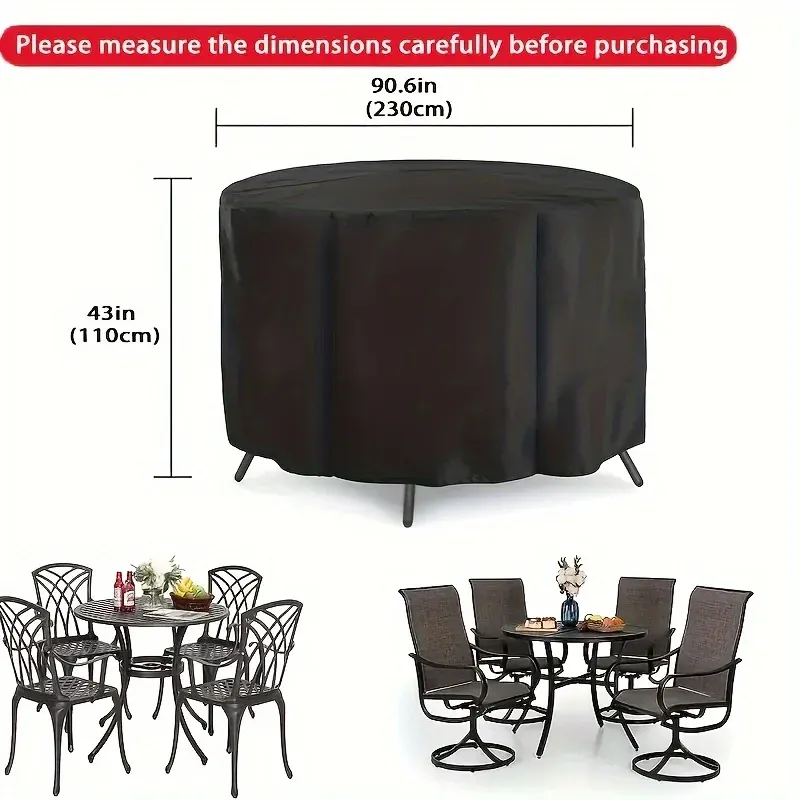 Waterproof 210D Oxford Wicker Sofa Cover for Outdoor Garden Furniture - Round Table Chair Set Protection from Rain, Snow, Dust thumbnail 3