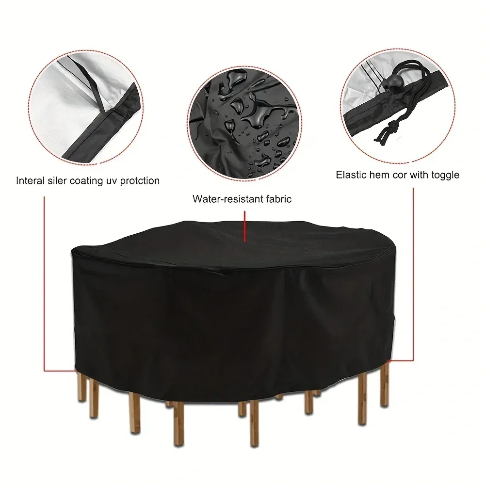 Waterproof 210D Oxford Wicker Sofa Cover for Outdoor Garden Furniture - Round Table Chair Set Protection from Rain, Snow, Dust thumbnail 4