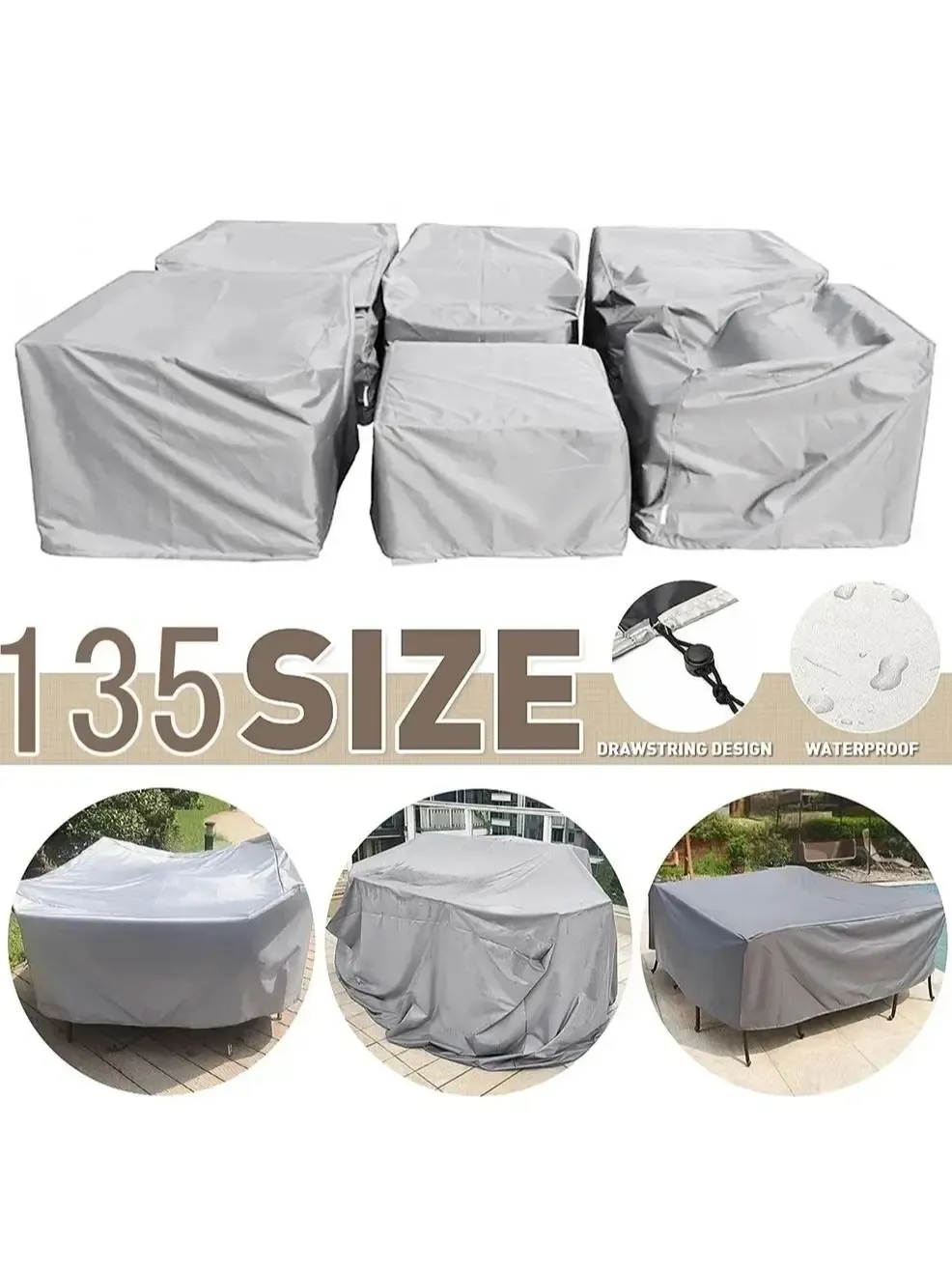 Heavy Duty Outdoor Patio Furniture Cover for Sectional Sofa, Table & Chairs - Waterproof, UV Resistant, All-Weather Protection showcase 1