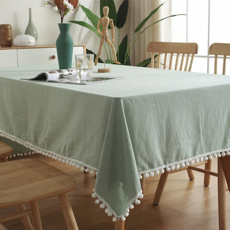 Elegant Cotton Tassel Tablecloth - Washable Dining & Banquet Decor for Weddings, Parties, Christmas - Custom Sizes Available thumbnail 3