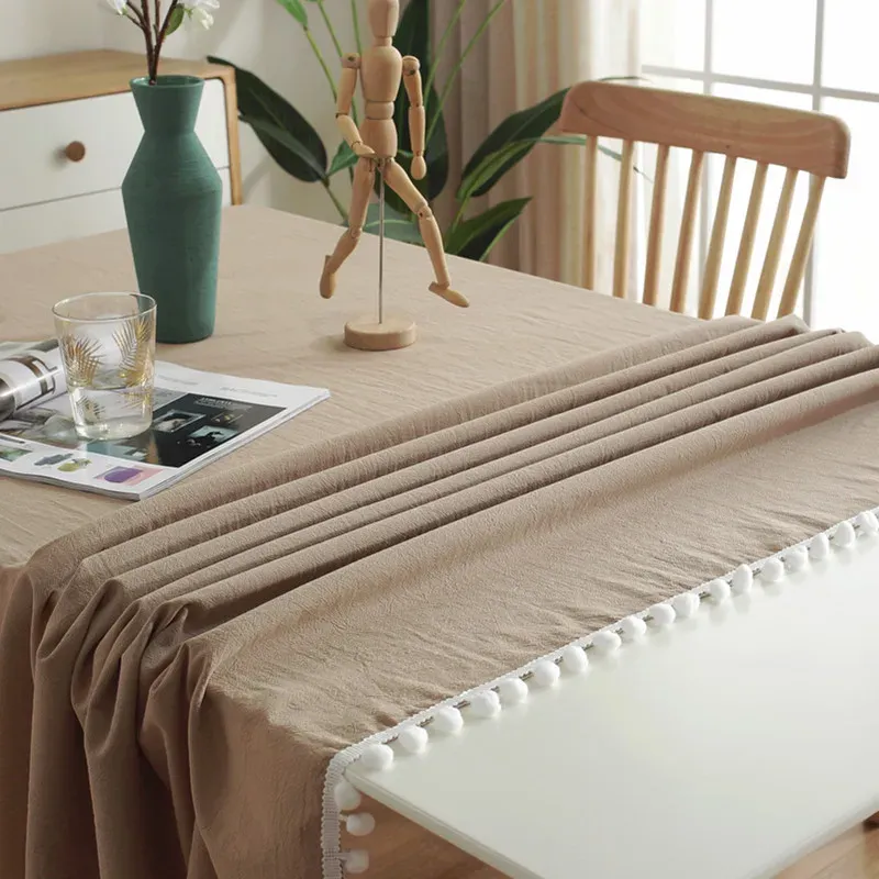 Elegant Cotton Tassel Tablecloth - Washable Dining & Banquet Decor for Weddings, Parties, Christmas - Custom Sizes Available thumbnail 5