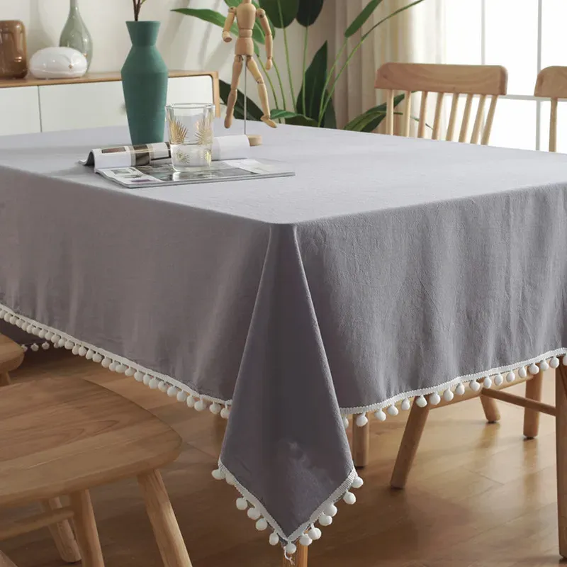 Elegant Cotton Tassel Tablecloth - Washable Dining & Banquet Decor for Weddings, Parties, Christmas - Custom Sizes Available thumbnail 4
