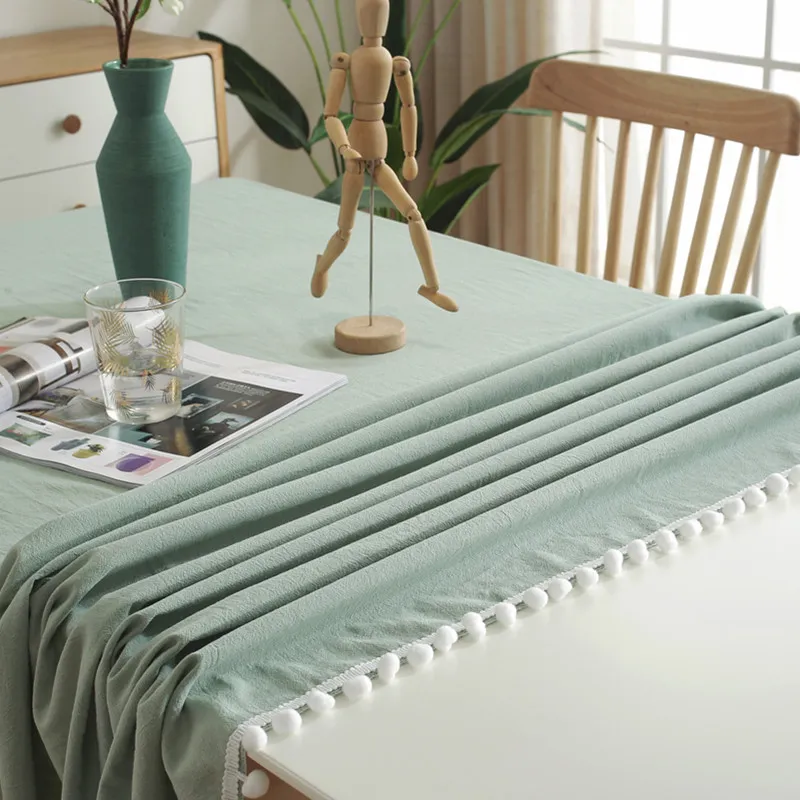 Elegant Cotton Tassel Tablecloth - Washable Dining & Banquet Decor for Weddings, Parties, Christmas - Custom Sizes Available showcase 2