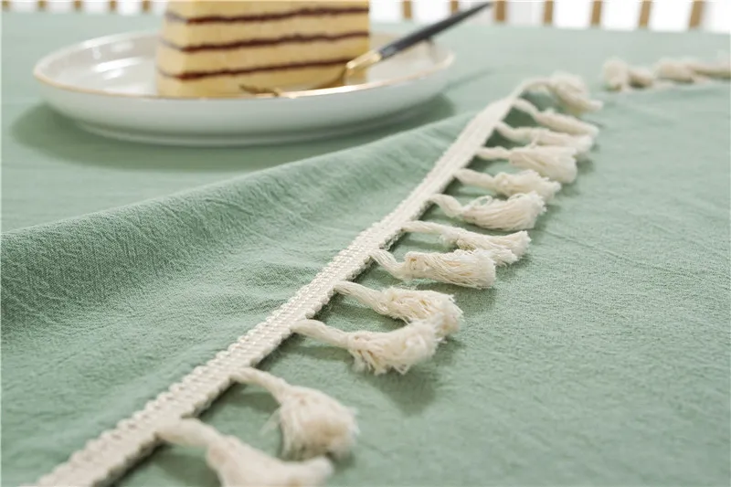 Elegant Cotton Tassel Tablecloth - Washable Dining & Banquet Decor for Weddings, Parties, Christmas - Custom Sizes Available showcase 8