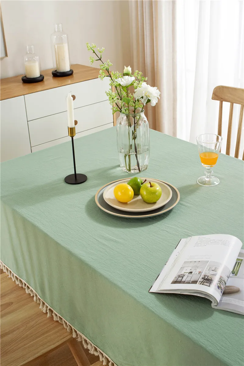 Elegant Cotton Tassel Tablecloth - Washable Dining & Banquet Decor for Weddings, Parties, Christmas - Custom Sizes Available showcase 6
