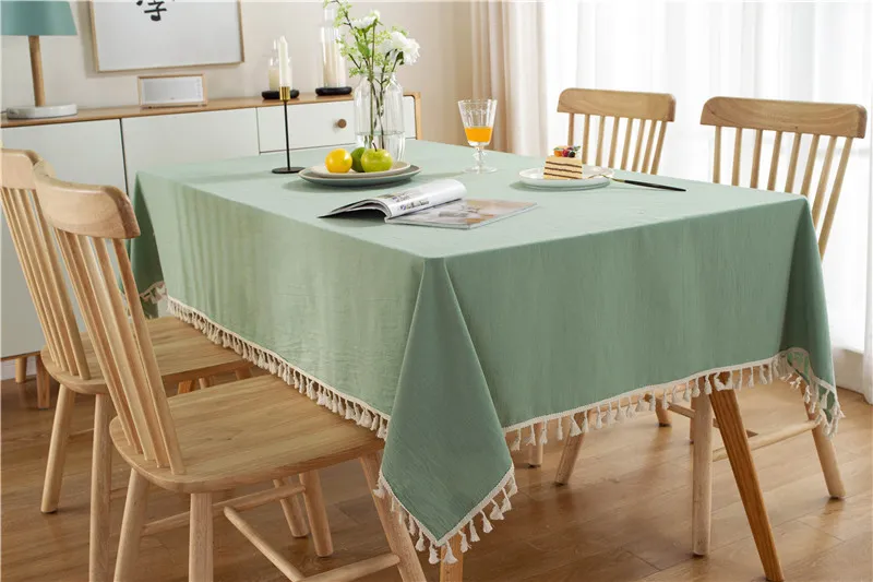 Elegant Cotton Tassel Tablecloth - Washable Dining & Banquet Decor for Weddings, Parties, Christmas - Custom Sizes Available showcase 5