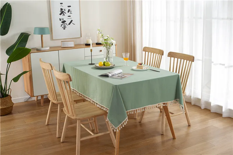Elegant Cotton Tassel Tablecloth - Washable Dining & Banquet Decor for Weddings, Parties, Christmas - Custom Sizes Available showcase 3