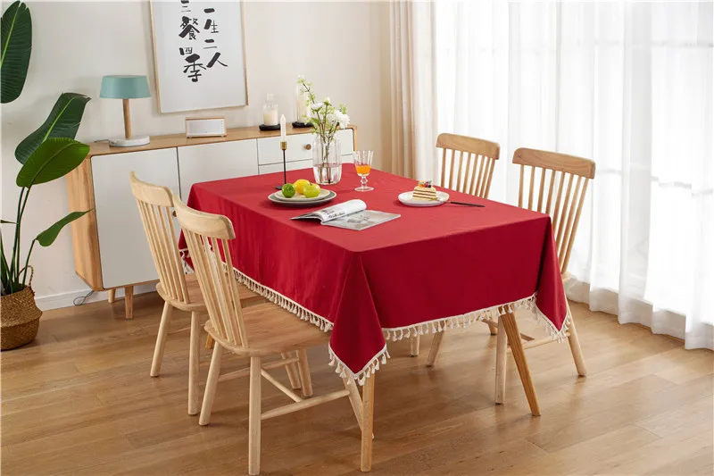 Elegant Cotton Tassel Tablecloth - Washable Dining & Banquet Decor for Weddings, Parties, Christmas - Custom Sizes Available showcase 12