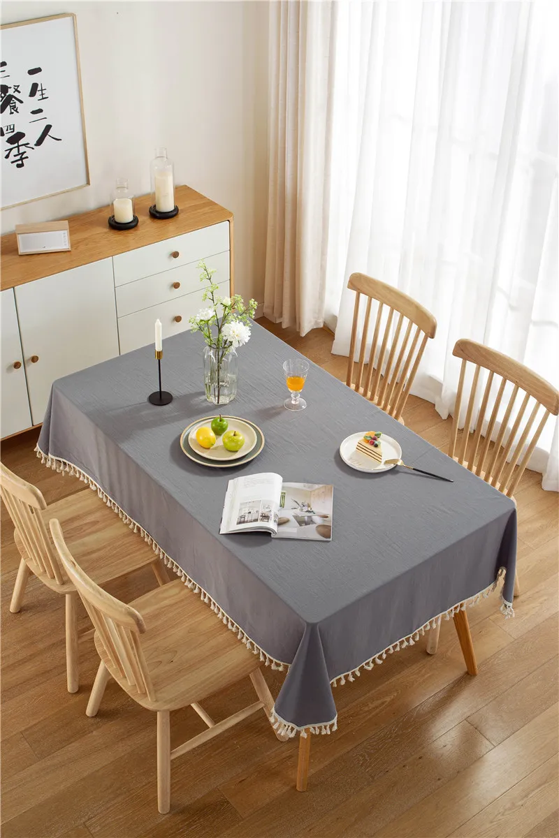 Elegant Cotton Tassel Tablecloth - Washable Dining & Banquet Decor for Weddings, Parties, Christmas - Custom Sizes Available showcase 11