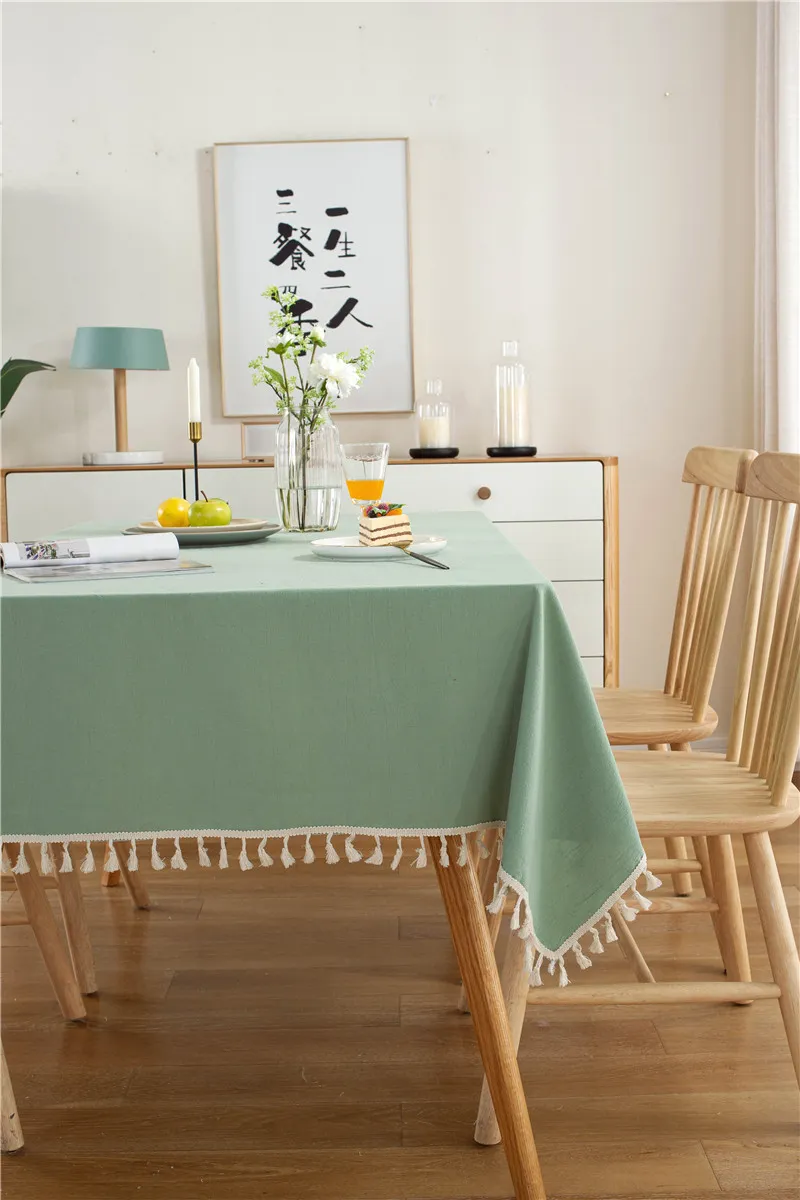 Elegant Cotton Tassel Tablecloth - Washable Dining & Banquet Decor for Weddings, Parties, Christmas - Custom Sizes Available showcase 7