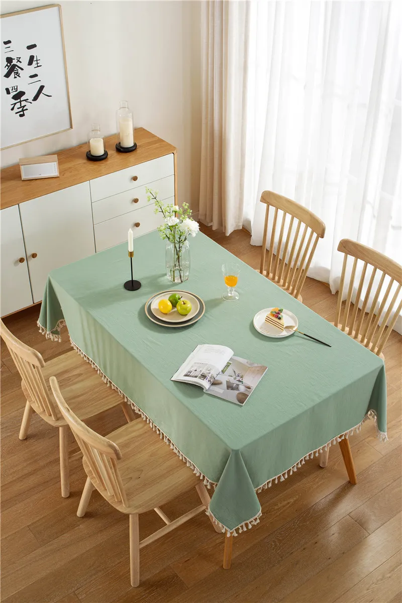 Elegant Cotton Tassel Tablecloth - Washable Dining & Banquet Decor for Weddings, Parties, Christmas - Custom Sizes Available showcase 4