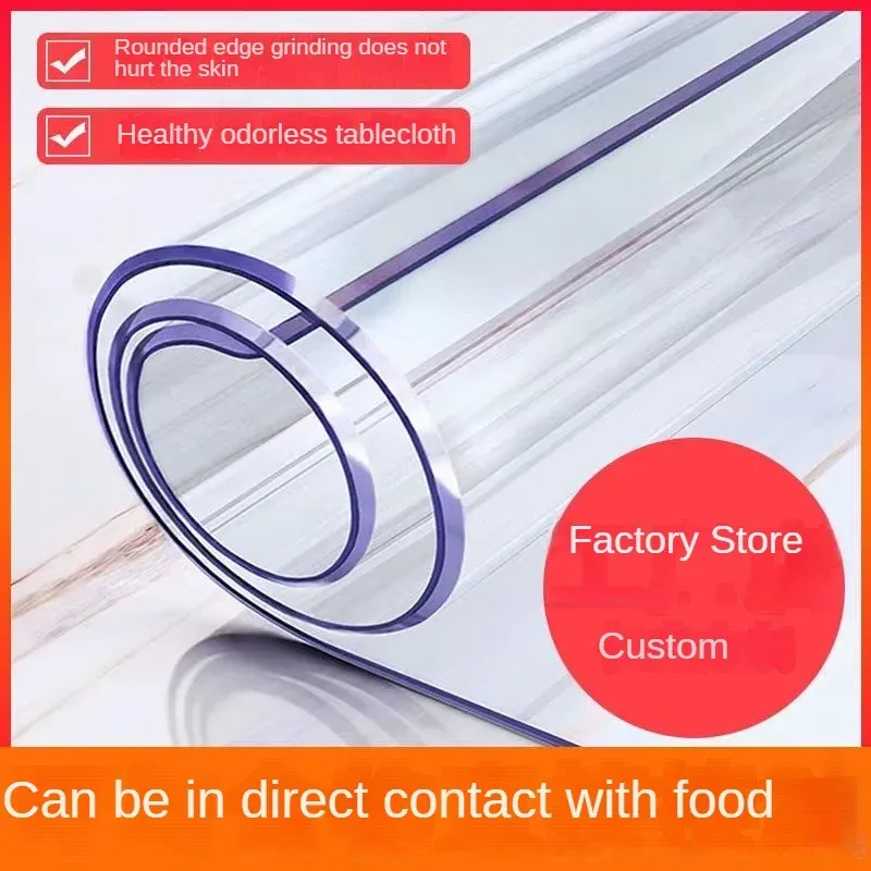 PVC Waterproof Transparent Tablecloth Soft Glass Table Protector for Dining Table, Coffee Table - Durable, Easy Clean Home Decor thumbnail 1