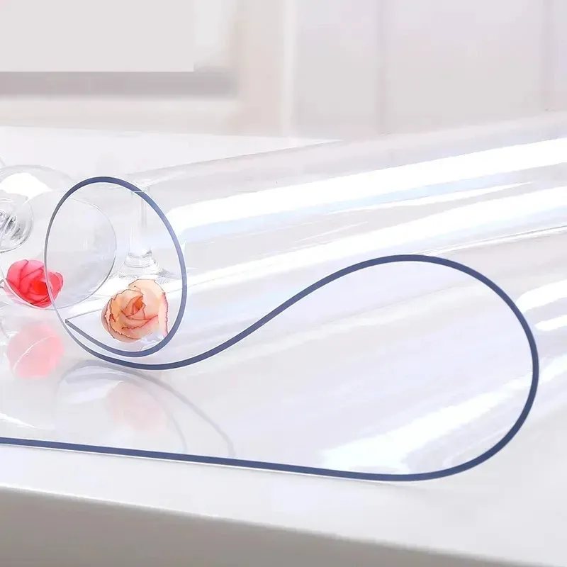 PVC Waterproof Transparent Tablecloth Soft Glass Table Protector for Dining Table, Coffee Table - Durable, Easy Clean Home Decor thumbnail 6