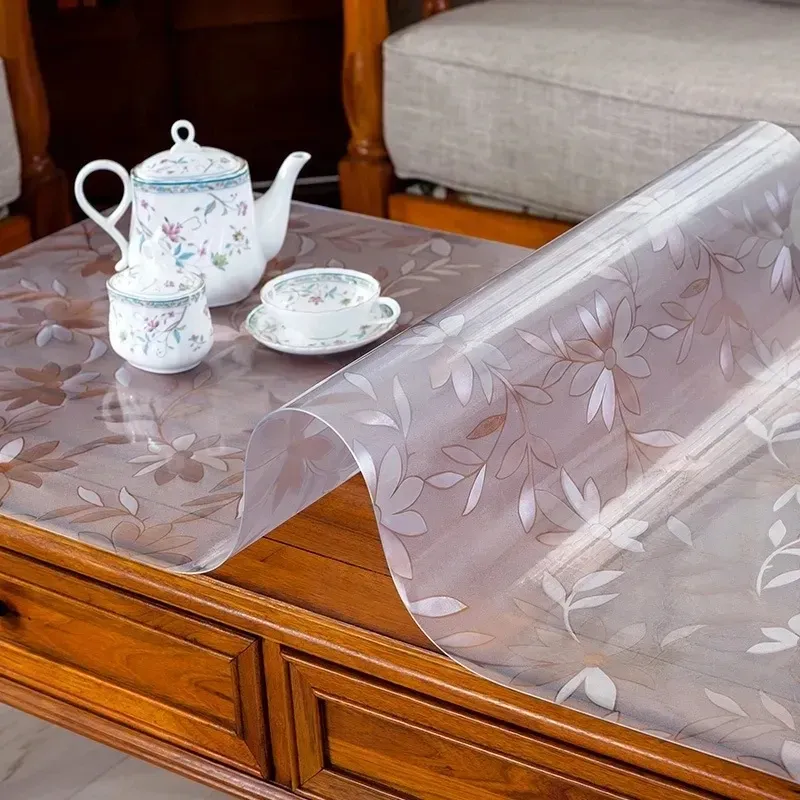 PVC Waterproof Transparent Tablecloth Soft Glass Table Protector for Dining Table, Coffee Table - Durable, Easy Clean Home Decor thumbnail 5