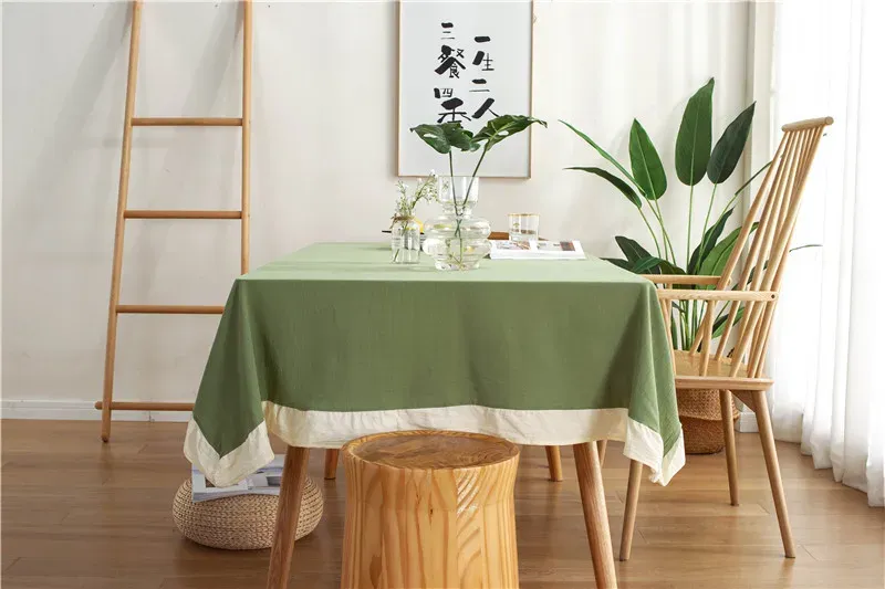 100% Cotton Flounce Stitching Tablecloth - Washable Luxury Table Cover for Weddings, Parties, Dining, Banquets - Easy Care Elegant Home Decor showcase 3