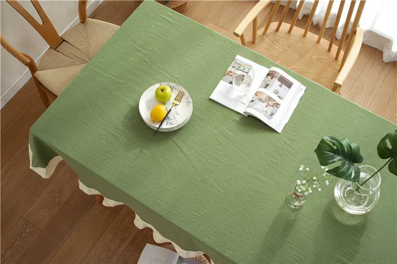 100% Cotton Flounce Stitching Tablecloth - Washable Luxury Table Cover for Weddings, Parties, Dining, Banquets - Easy Care Elegant Home Decor showcase 5