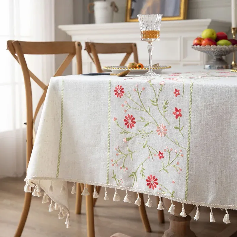 100% Cotton Flounce Stitching Tablecloth - Washable Luxury Table Cover for Weddings, Parties, Dining, Banquets - Easy Care Elegant Home Decor showcase 12