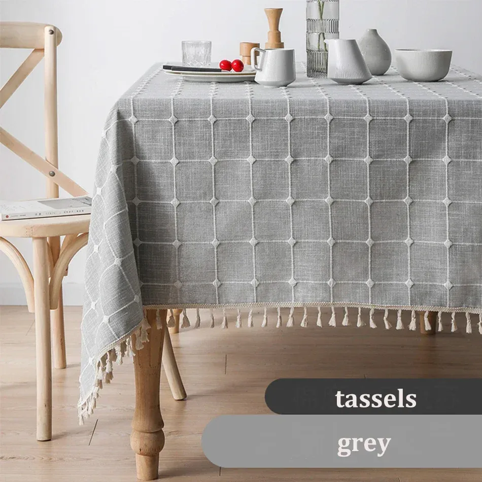 100% Cotton Flounce Stitching Tablecloth - Washable Luxury Table Cover for Weddings, Parties, Dining, Banquets - Easy Care Elegant Home Decor showcase 11