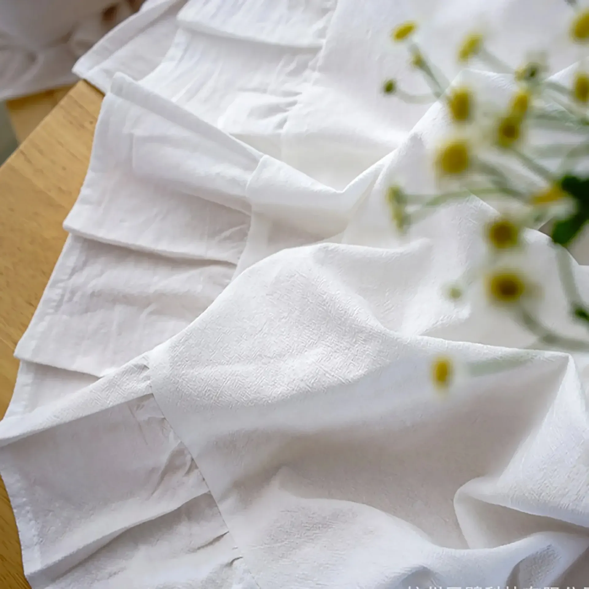 100% Cotton Flounce Stitching Tablecloth - Washable Luxury Table Cover for Weddings, Parties, Dining, Banquets - Easy Care Elegant Home Decor thumbnail 2