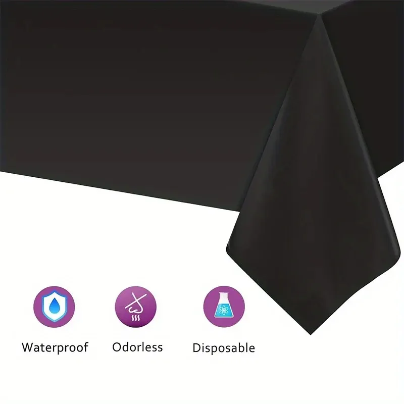 Disposable Plastic Tablecloths 137x274cm/137x183cm - Waterproof, Oil-Proof PEVA Dining Table Covers for Parties, Picnics, BBQs, Outdoor Events - White, Black, Blue, Pink, Yellow, Green thumbnail 3
