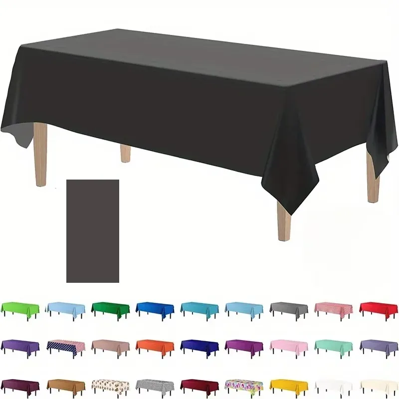Disposable Plastic Tablecloths 137x274cm/137x183cm - Waterproof, Oil-Proof PEVA Dining Table Covers for Parties, Picnics, BBQs, Outdoor Events - White, Black, Blue, Pink, Yellow, Green showcase 1