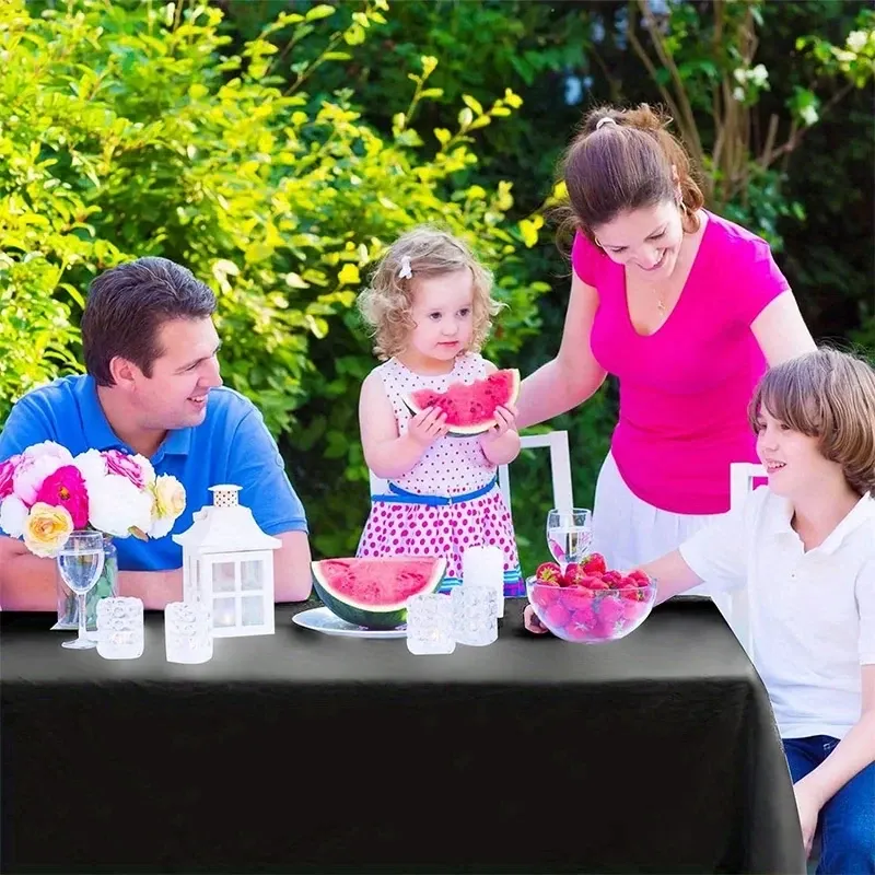 Disposable Plastic Tablecloths 137x274cm/137x183cm - Waterproof, Oil-Proof PEVA Dining Table Covers for Parties, Picnics, BBQs, Outdoor Events - White, Black, Blue, Pink, Yellow, Green thumbnail 4