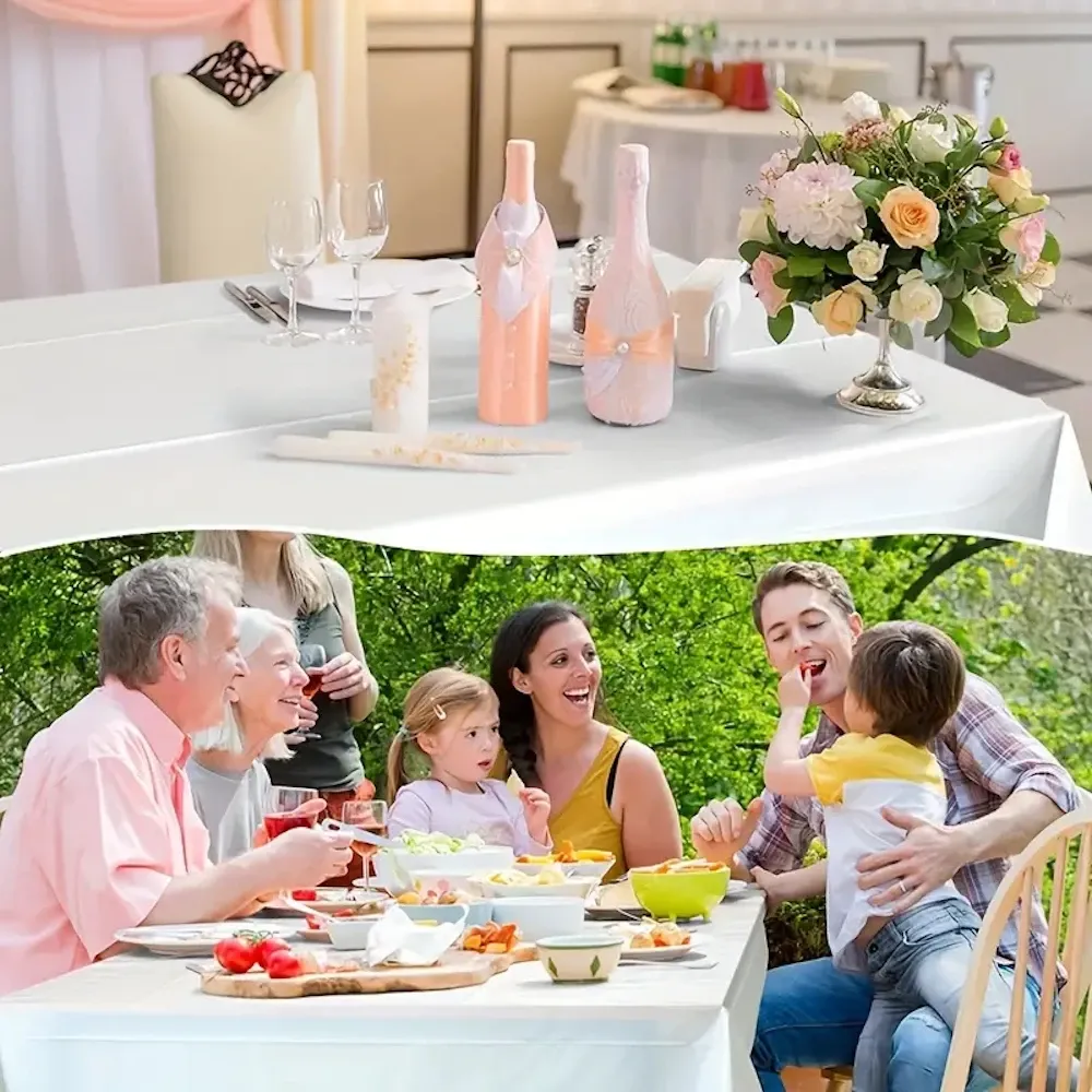 Disposable Plastic Tablecloths 137x274cm/137x183cm - Waterproof, Oil-Proof PEVA Dining Table Covers for Parties, Picnics, BBQs, Outdoor Events - White, Black, Blue, Pink, Yellow, Green showcase 8