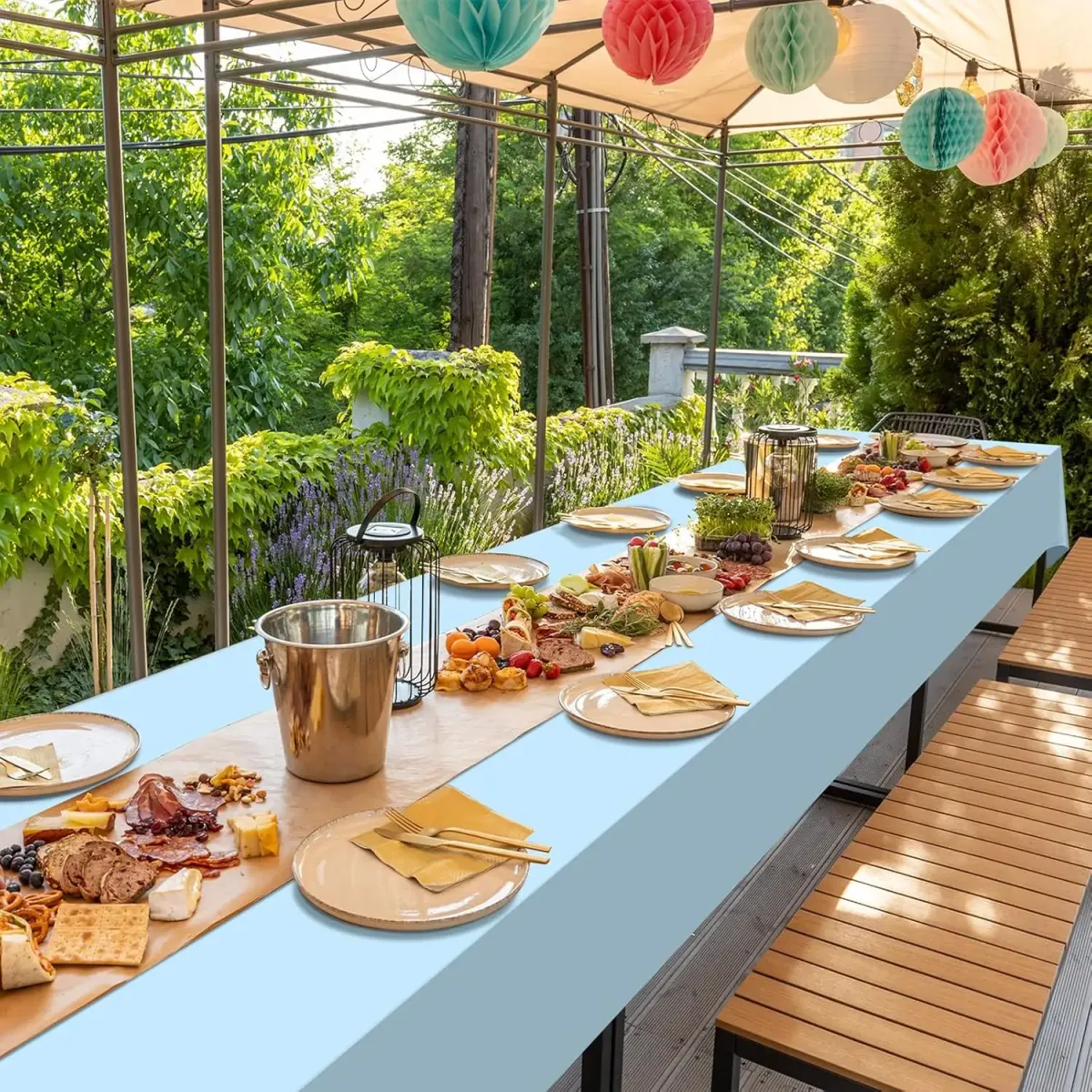 Disposable Plastic Tablecloths 137x274cm/137x183cm - Waterproof, Oil-Proof PEVA Dining Table Covers for Parties, Picnics, BBQs, Outdoor Events - White, Black, Blue, Pink, Yellow, Green showcase 9
