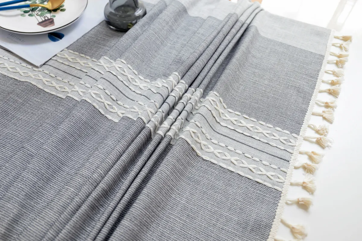 Battilo Linen Cotton Tablecloth - Round & Rectangular Dining Coffee Kitchen Table Cover with Elegant Tassels, Anti-Fading & Wrinkle-Resistant for Home Decor & Parties showcase 17