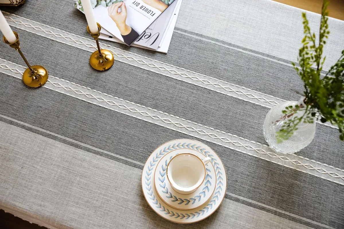 Battilo Linen Cotton Tablecloth - Round & Rectangular Dining Coffee Kitchen Table Cover with Elegant Tassels, Anti-Fading & Wrinkle-Resistant for Home Decor & Parties showcase 24