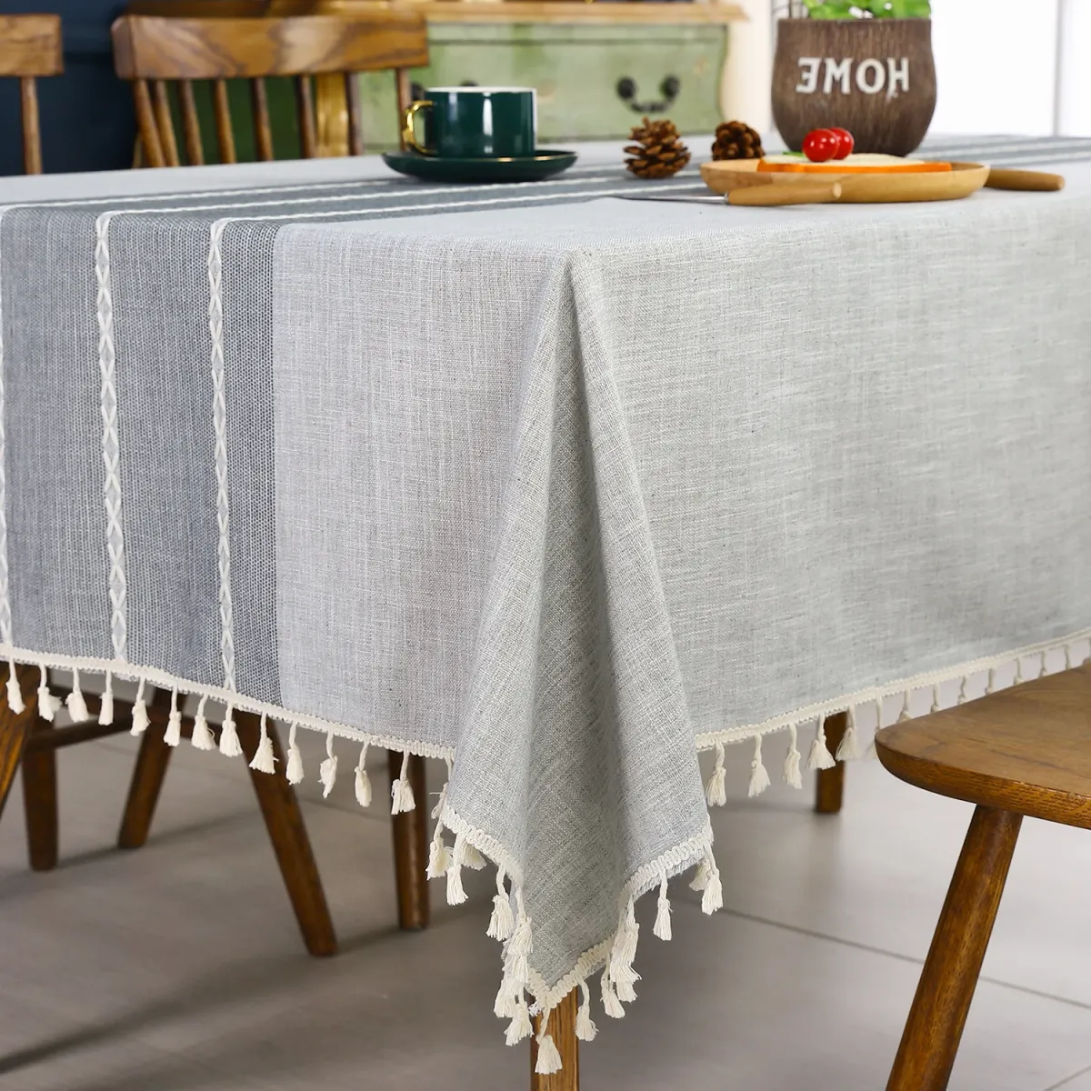 Battilo Linen Cotton Tablecloth - Round & Rectangular Dining Coffee Kitchen Table Cover with Elegant Tassels, Anti-Fading & Wrinkle-Resistant for Home Decor & Parties showcase 12