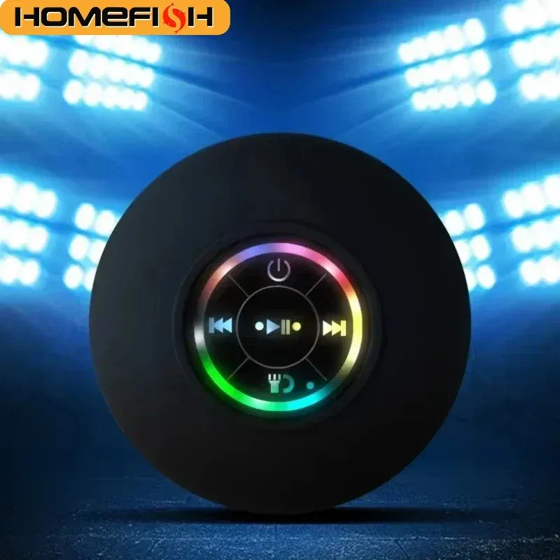 HOMEFISH Portable Waterproof Bluetooth Shower Speaker with RGB Light, Strong Suction Cup, 10M Wireless Connection for Bathroom, Kitchen, Party, Outdoor Use thumbnail 2
