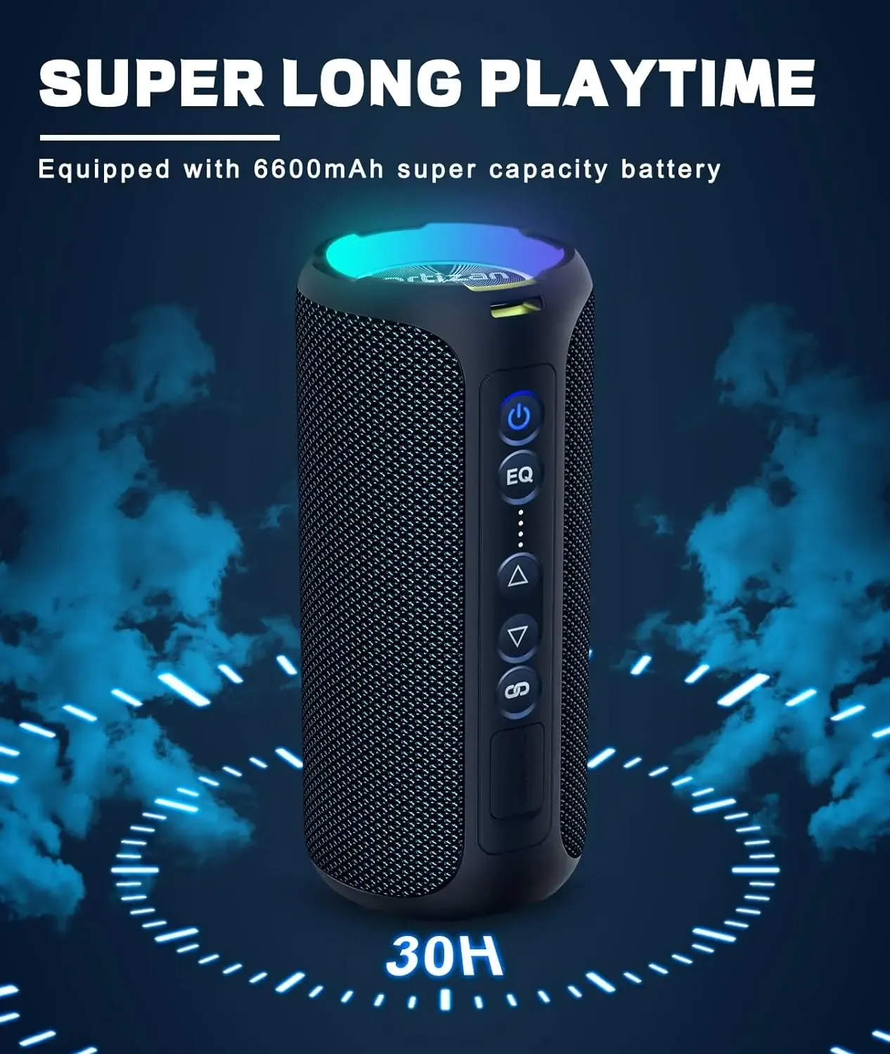 Ortizan X8 Pro 40W Bluetooth Speaker - Enhanced Bass, IPX7 Waterproof, LED Lights, 30-Hour Playtime, Portable Wireless Outdoor Speaker with TWS Pairing and EQ Modes thumbnail 5