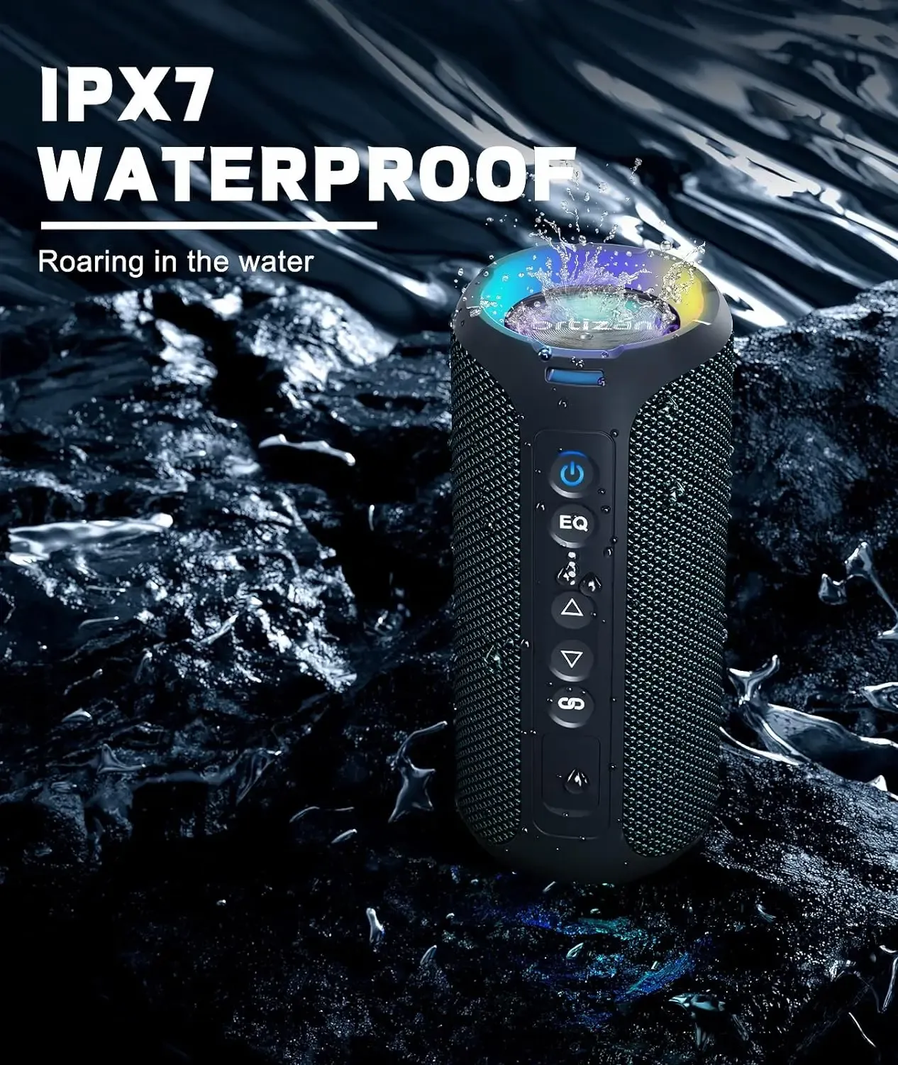 Ortizan X8 Pro 40W Bluetooth Speaker - Enhanced Bass, IPX7 Waterproof, LED Lights, 30-Hour Playtime, Portable Wireless Outdoor Speaker with TWS Pairing and EQ Modes thumbnail 3
