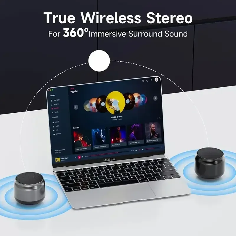 M1 Portable Bluetooth Speaker with 3D Surround Sound, Mini USB Outdoor Subwoofer Audio Player, IPX5 Waterproof, Metal Casing, 3-4 Hour Playtime thumbnail 5