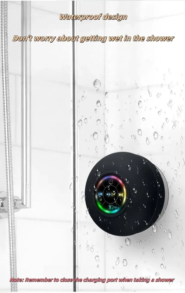 Mini Waterproof Bluetooth Speaker with Suction Cup & Microphone - Portable Wireless Audio for Showers, Pools, Beaches showcase 2