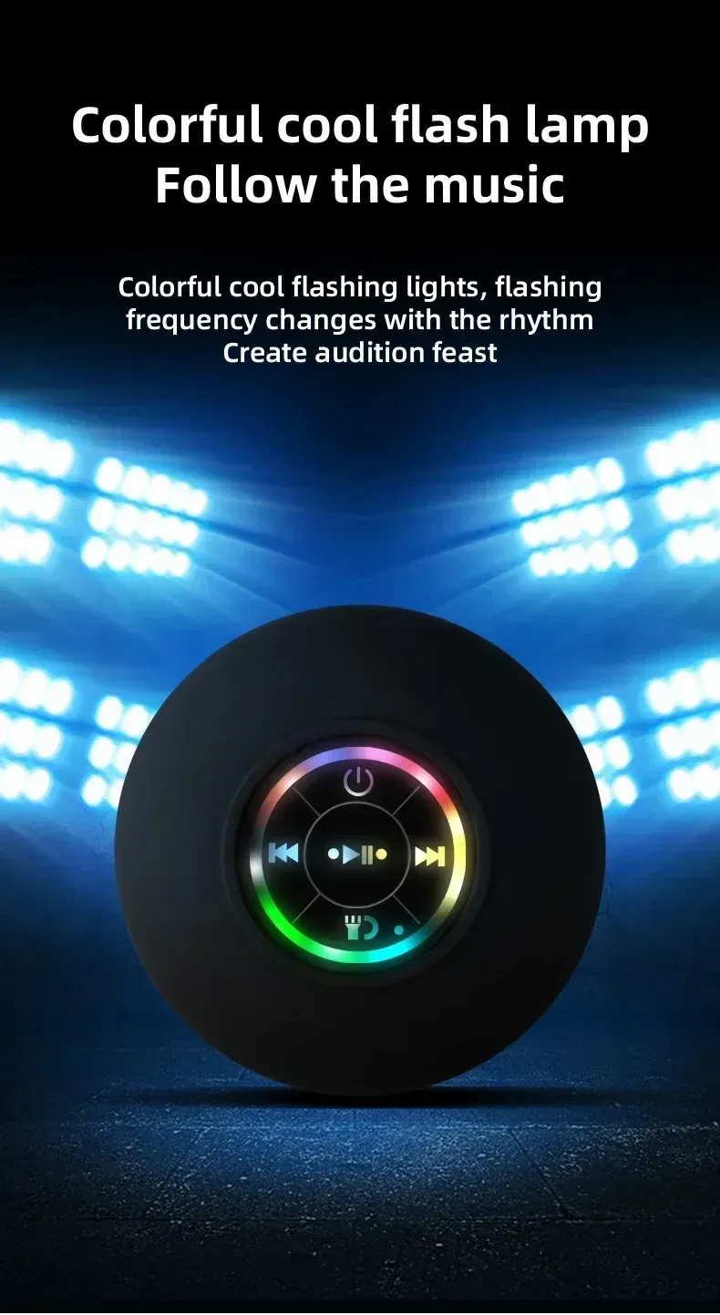 Mini Waterproof Bluetooth Speaker with Suction Cup & Microphone - Portable Wireless Audio for Showers, Pools, Beaches showcase 4