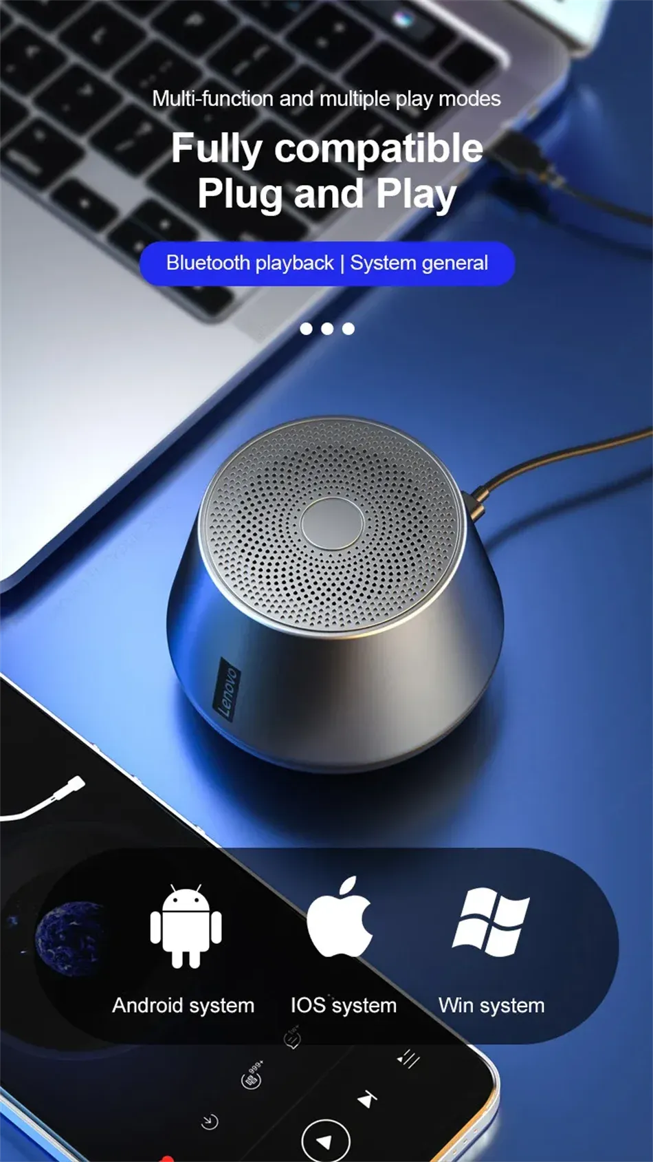 Lenovo K3 Pro Portable Bluetooth Speaker: Lightweight Wireless Subwoofer with Long Battery Life, Mic for Home & Camping showcase 12